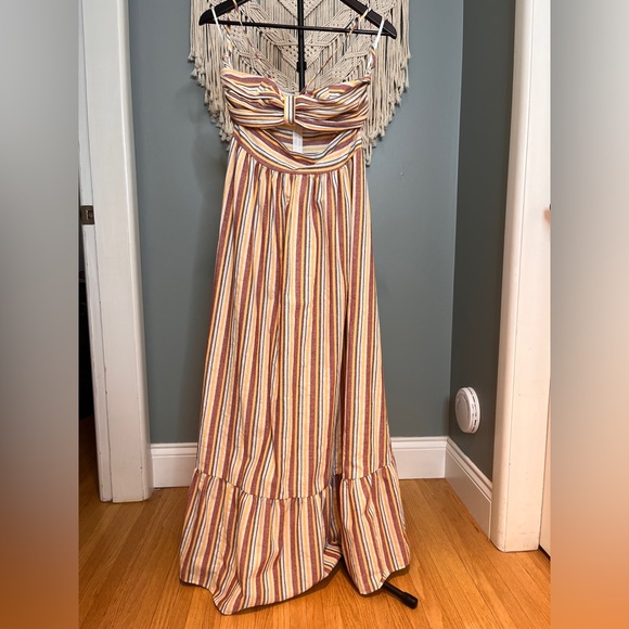 Two piece tub top dress with straps floor length small red and yellow and orange - Picture 2 of 7